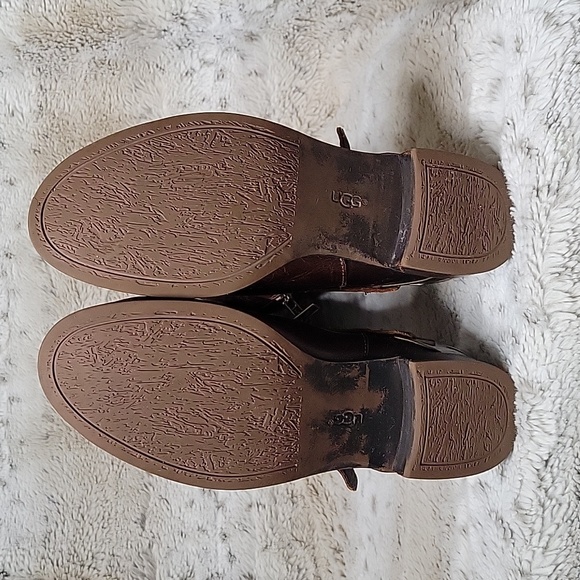 Ugg Austrailian Leather Channing Tall Riding Boots Brown Size 7 - Picture 2 of 7